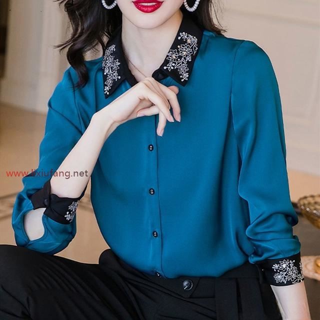 刺繡襯衫顯優雅年輕身材，氣質迷人