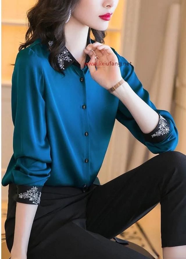 刺繡襯衫顯優雅年輕身材，氣質迷人
