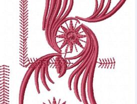 曲線花繡花圖案