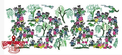 百子圖電腦繡花花樣圖案 百子圖電腦繡花花樣圖案