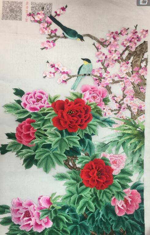 9幅手繡雙面繡片-牡丹 9幅手繡雙面繡片-牡丹