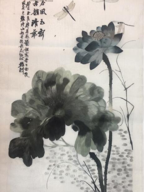 9幅手繡雙面繡片-荷花 9幅手繡雙面繡片-荷花