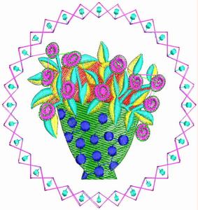 花瓶形籃子繡花圖案 花瓶形籃子繡花圖案