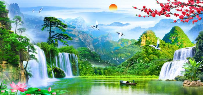 山水風景畫仙境刺繡圖案 山水風景畫仙境刺繡圖案