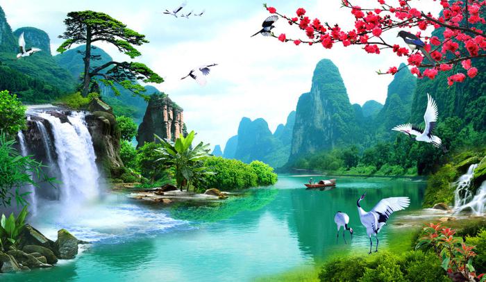 山水風景畫仙境刺繡圖案 山水風景畫仙境刺繡圖案