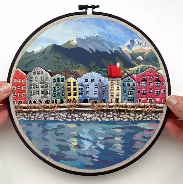 刺繡與水彩的結合,誕生出很有創意的作品 刺繡與水彩的結合,誕生出很有創意的作品