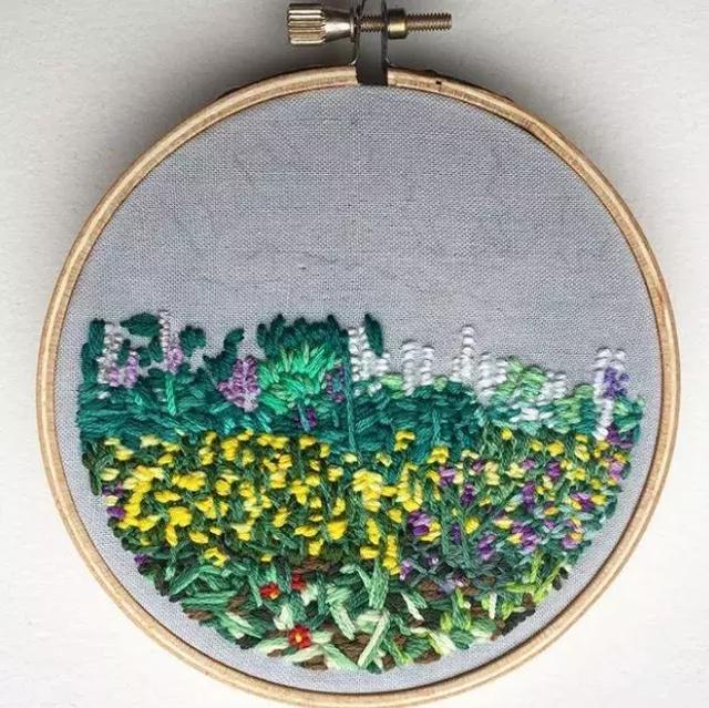 刺繡與水彩的結合,誕生出很有創意的作品 刺繡與水彩的結合,誕生出很有創意的作品