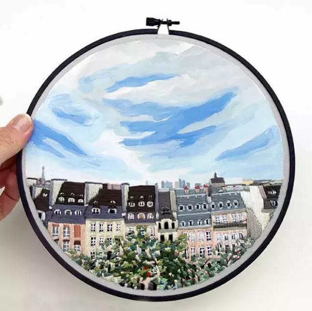 刺繡與水彩的結合,誕生出很有創意的作品 刺繡與水彩的結合,誕生出很有創意的作品
