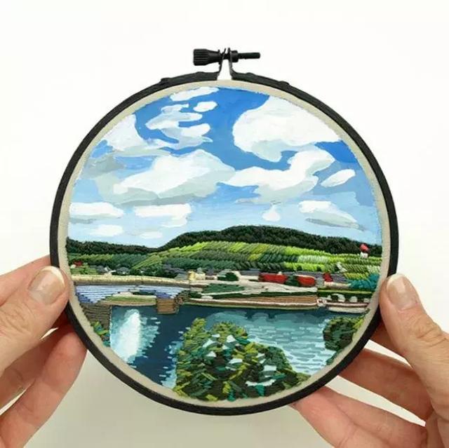 刺繡與水彩的結合,誕生出很有創意的作品 刺繡與水彩的結合,誕生出很有創意的作品