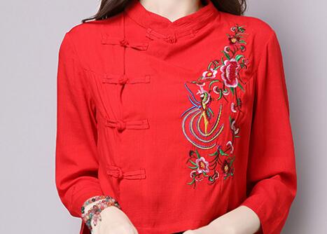 中國風植物繡花上衣 中國風植物繡花上衣